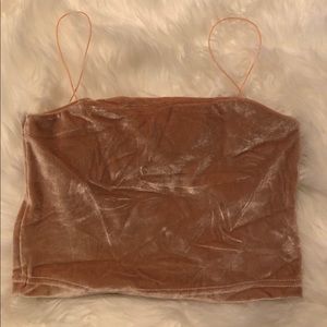 Beige velvet crop top